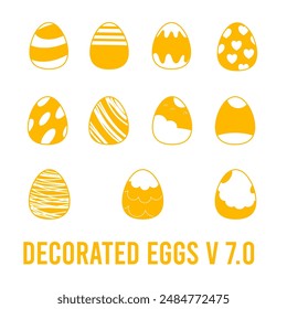 illustrations of Easter eggs and decorated eggs version 7