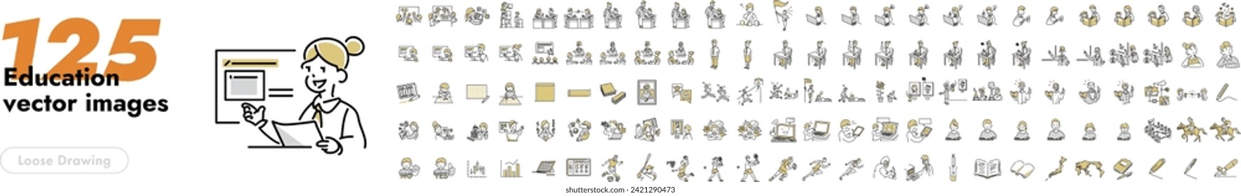 Illustrations of education such as school, students, teachers, and classwork.
Trendy vector style.
Popular illustration style in Japan.
