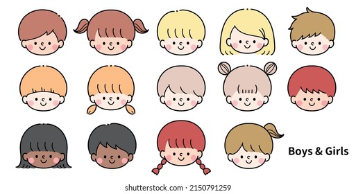 Illustrations of the faces of children from different countries