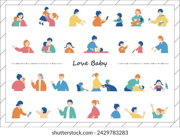 Illustrations of families raising children