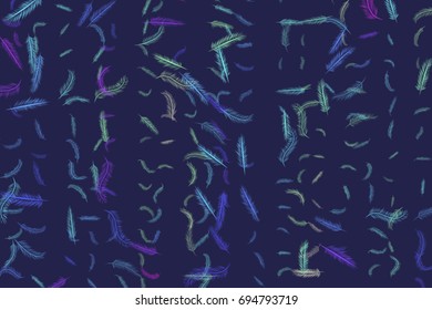 Illustrations of feather. Good for web page, wallpaper, graphic design, catalog, texture or background. Cartoon style vector graphic.