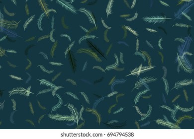 Illustrations of feather. Good for web page, wallpaper, graphic design, catalog, texture or background. Cartoon style vector graphic.