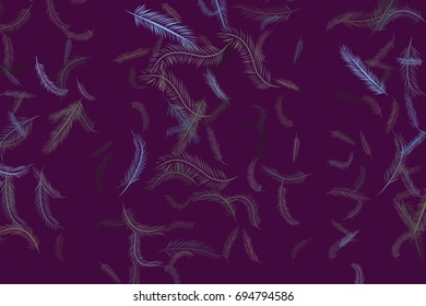 Illustrations of feather. Good for web page, wallpaper, graphic design, catalog, texture or background. Cartoon style vector graphic.