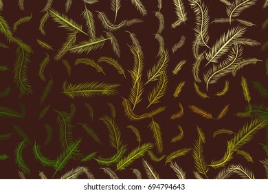 Illustrations of feather. Good for web page, wallpaper, graphic design, catalog, texture or background. Cartoon style vector graphic.