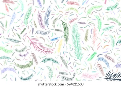 Illustrations of feather. Good for web page, wallpaper, graphic design, catalog, texture or background. Cartoon style vector graphic.