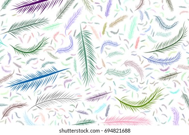 Illustrations of feather. Good for web page, wallpaper, graphic design, catalog, texture or background. Cartoon style vector graphic.