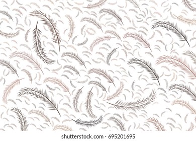 Illustrations of feather. Good for web page, wallpaper, graphic design, catalog, texture or background. Cartoon style vector graphic.