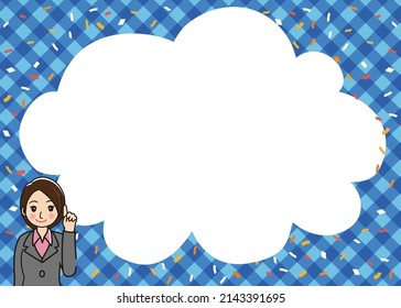 Ilustraciones de personajes femeninos, grandes burbujas de voz y globos de comentarios. Fondo de la comprobación de Gingham, antecedentes. Material de la pancarta