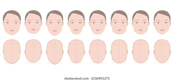 Illustrations of female face shape patterns such as oval and long face