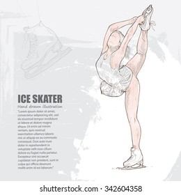 illustrations of figure skater. figure skater background. drawing vector