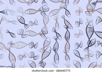Illustrations of fish. Good for web page, wallpaper, graphic design, catalog, texture or background. Vector graphic.