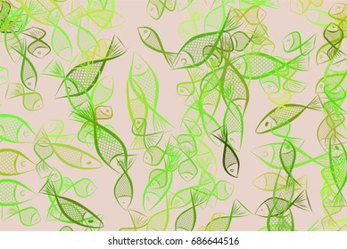 Illustrations of fish. Good for web page, wallpaper, graphic design, catalog, texture or background. Vector graphic.