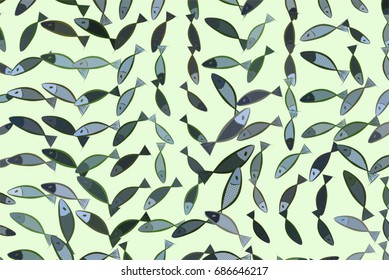 Illustrations of fish. Good for web page, wallpaper, graphic design, catalog, texture or background. Vector graphic.