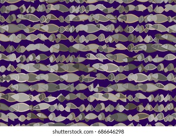 Illustrations of fish. Good for web page, wallpaper, graphic design, catalog, texture or background. Vector graphic.