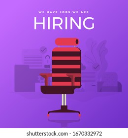 Ilustraciones concepto plano de diseño HR empleado de contratación. Empleado de retenes a mano puesto en la silla actual puesto de trabajo. Vector ilustrado.
