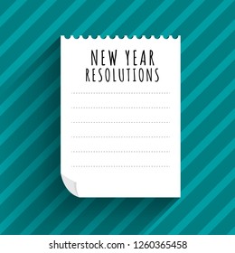 Illustrations Flat Design Concept New Year Resolutions Via Set Goal With Write On Paper For Mission Success. Vector Illustrate.