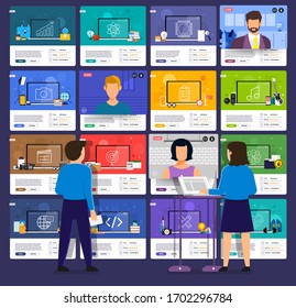 Illustrations flat design concept online education. E-learning course study form home. Vector illustrate.