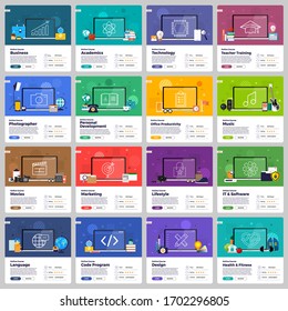 Illustrations flat design concept online education. E-learning course study form home. Vector illustrate.