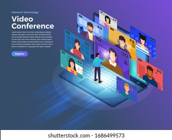 Illustrations flat design concept video conference. online meeting work form home. Vector illustrate. - Shutterstock ID 1686499573