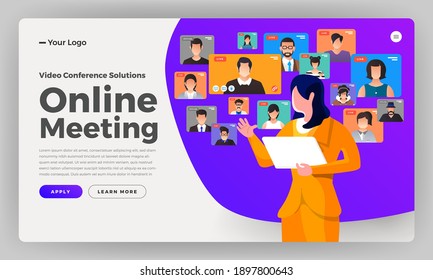 Illustrations flat design concept video conference. online meeting work form home. Call and live video. Vector illustrate.