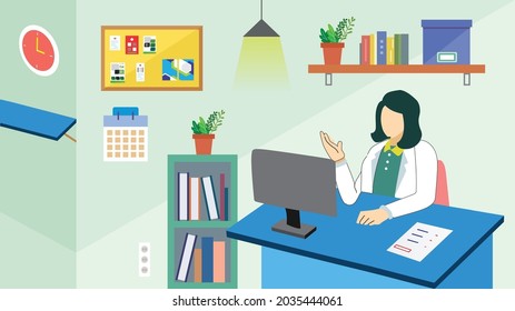 Illustrations flat design concept video conference. online meeting work form home