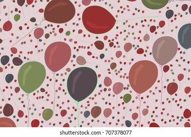 Illustrations of flying balloons. Good for web page, wallpaper, graphic design, catalog, texture or background. Cartoon style vector graphic.