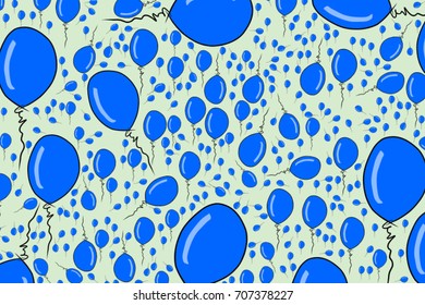Illustrations of flying balloons. Good for web page, wallpaper, graphic design, catalog, texture or background. Cartoon style vector graphic.