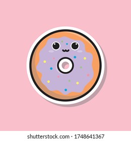 Ilustraciones de comida en forma de cara linda. conjunto de vectores donut Kawaii