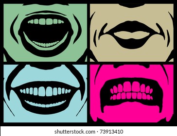 illustrations of four different human mouth expressions