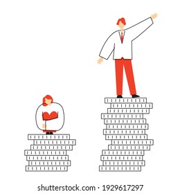 Illustrations of gender inequality. Vector illustration on white background.