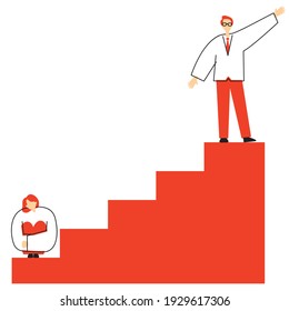 Ilustraciones de la desigualdad de género. Ilustración vectorial sobre fondo blanco.