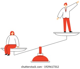 Illustrations of gender inequality. Vector illustration on white background.