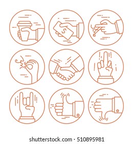 Illustrations gestures and actions of hands
