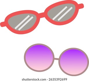 Illustrations of glasses, shading, and sunglasses