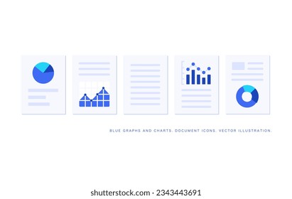 Ilustraciones de gráficos y datos. Bonito y limpio conjunto de iconos de documento.