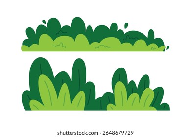 Ilustraciones De Arbustos Verdes Que Muestran Diferentes Formas Y Tonos