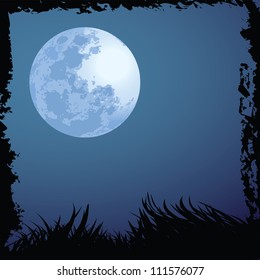 illustrations of halloween night with blue moon