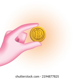 illustrations Hand Holding bitcoin.illustrations hand icon.