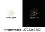 Illustrations of hands holding a star on white and black backgrounds