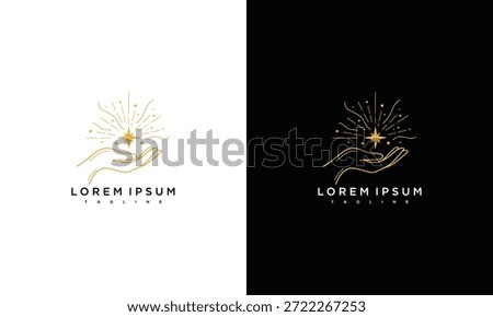 Illustrations of hands holding a star on white and black backgrounds