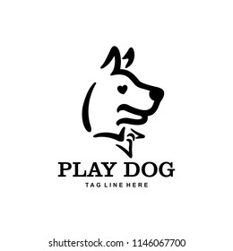 Illustrations of a handsome dog with a cool tie that has many female friends logo design