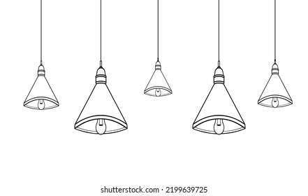 Ilustraciones de la decoración interior de la lámpara colgante 