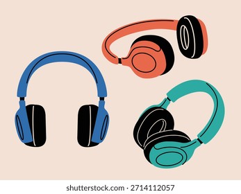 Ilustraciones de auriculares desde varios ángulos