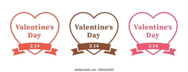 Illustrations of heart frames with ribbons, Valentine's Day. EPS data is CMYK color, JPG or PNG data is RGB color. 