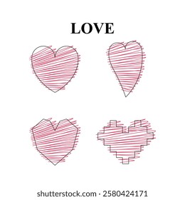 Illustrations with hearts, symbolizing love