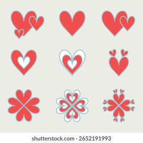 
Illustrations of hearts vector logos or icons set.