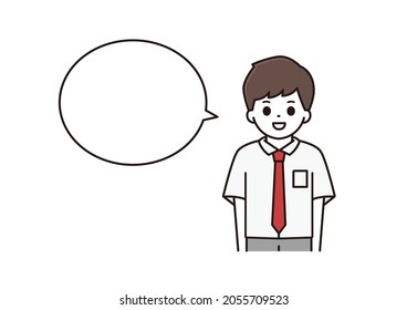 Illustrations of high school boys and junior high school students talking with a smile