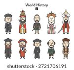 Illustrations of historical figures from around the world