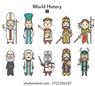 Ilustrações de figuras históricas de todo o mundo