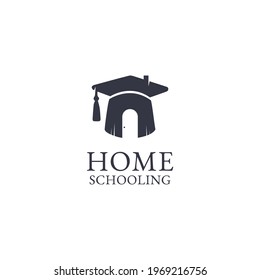 Illustrations of home schooling logo design concept.